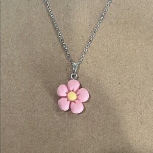 Pink Flower Pendant Necklace